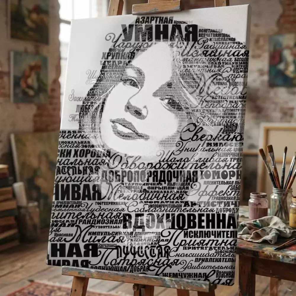 портрет из слов подарок на холсте