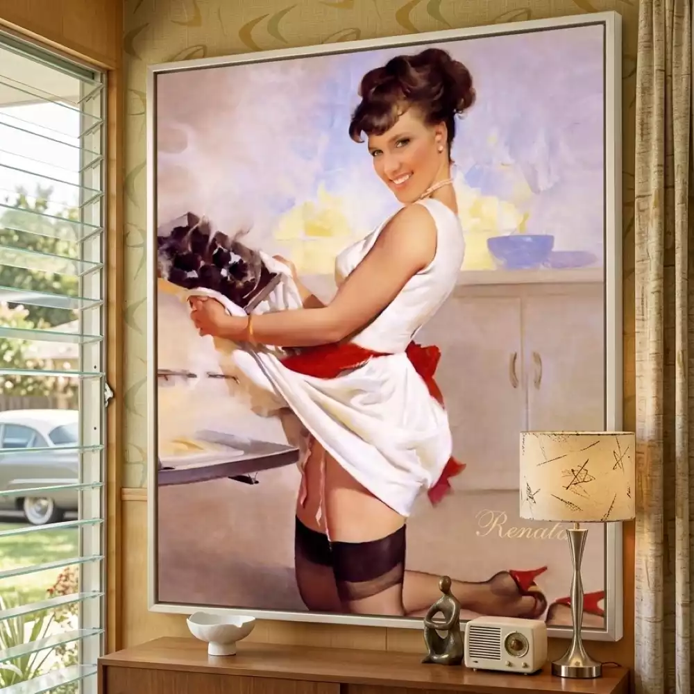 Картина на холсте в подарок женщине: стилизованный портрет по фото Pin-up