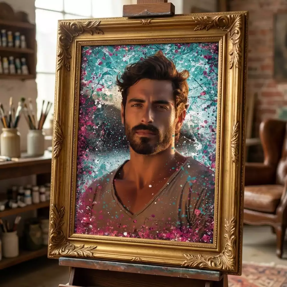 Артпортрет Dream Art мужчины в резной раме на мольберте