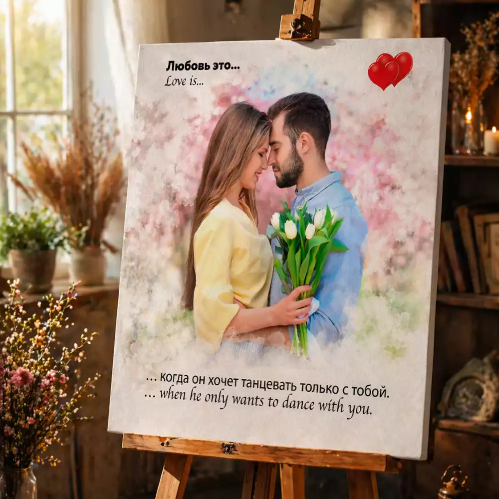 АртПортрет на холсте Love is на подрамнике