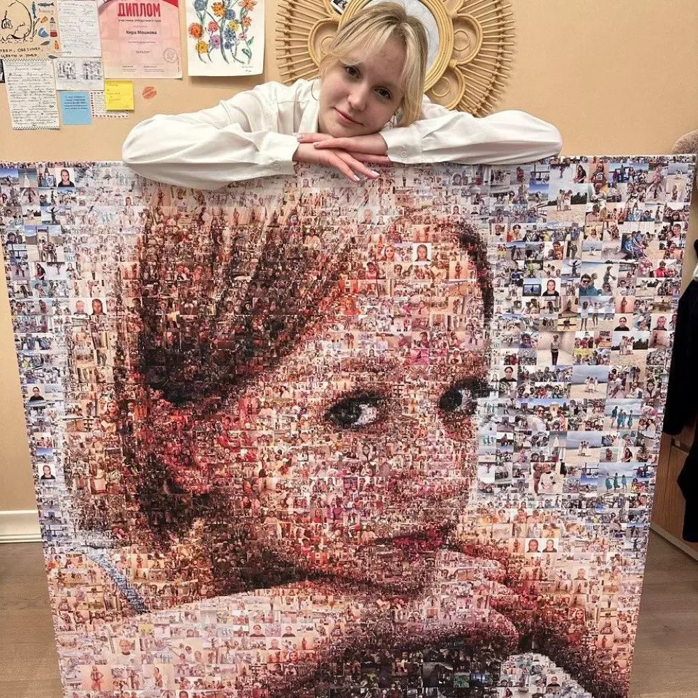 Большая фотомозаика с получателем подарка 1х1 метр