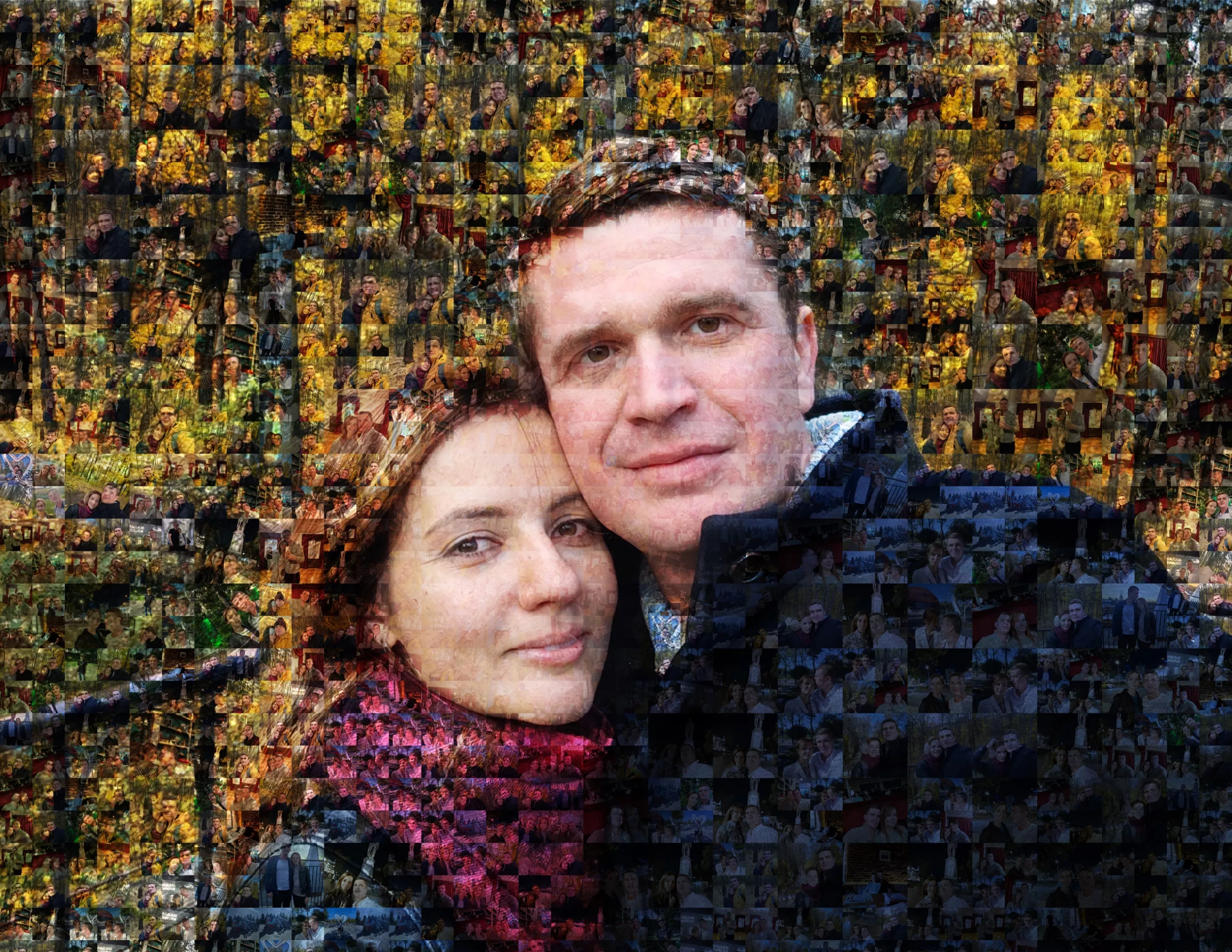 Портрет пары из мелких фотографий