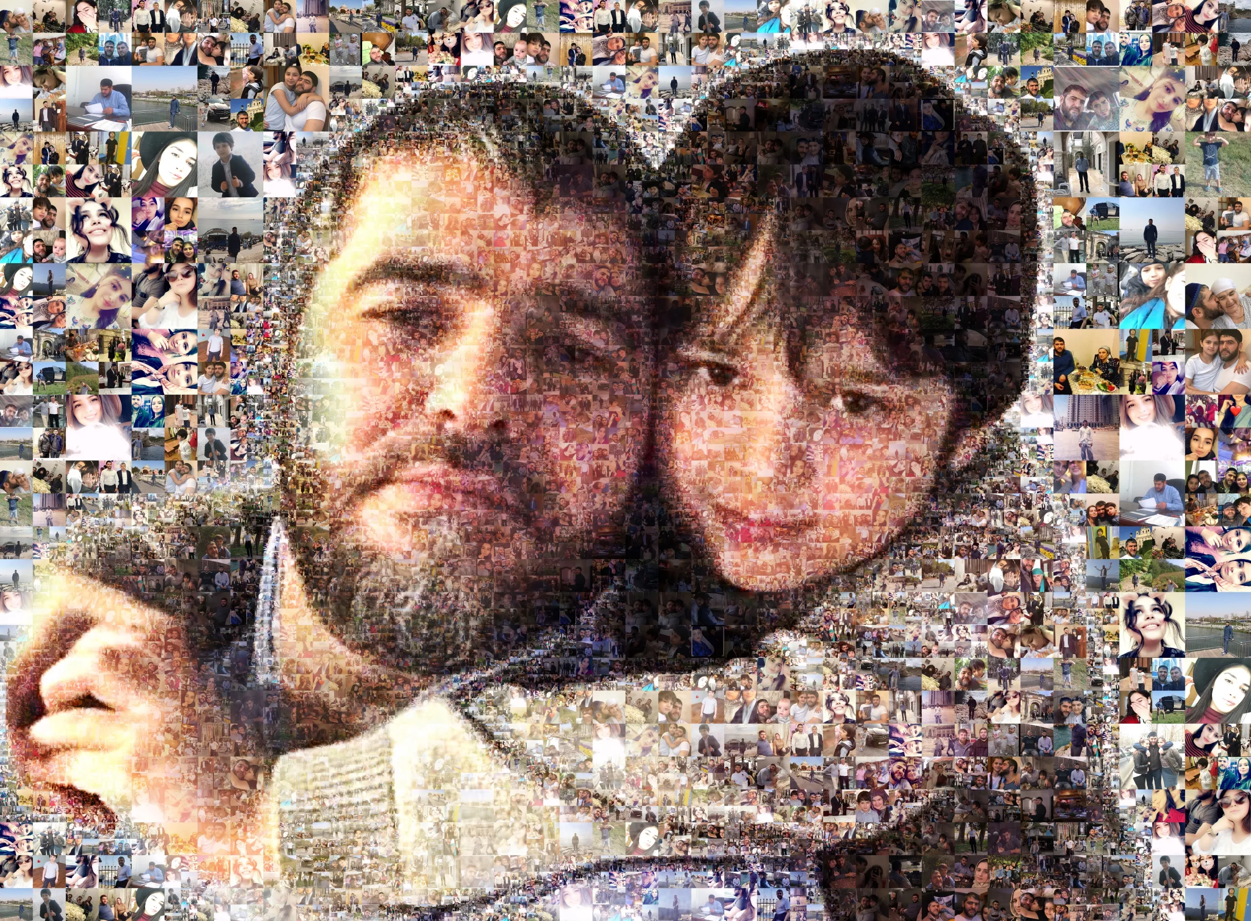Портрет отца и сына из мелких фотографий