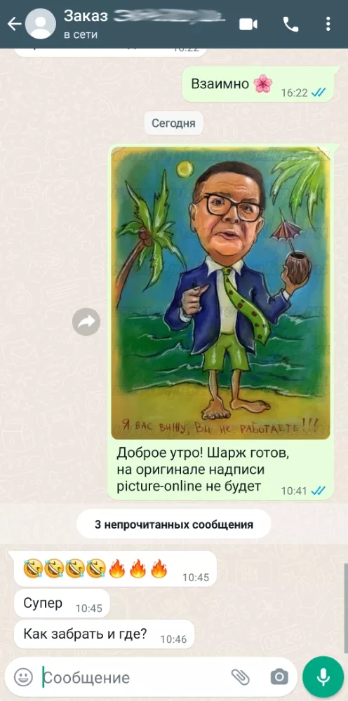 Отзыв о заказном шарже карандашом