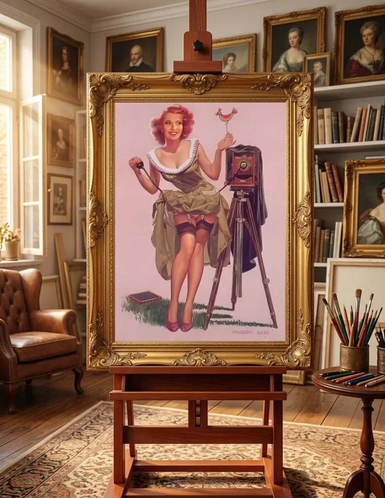 Визуализация портрета в стиле Pin-up в раме